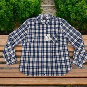 UNTUCKit Shirt Women's Size 16 Sorbo Plaid‎ Blue White Button Down Long Sleeve
